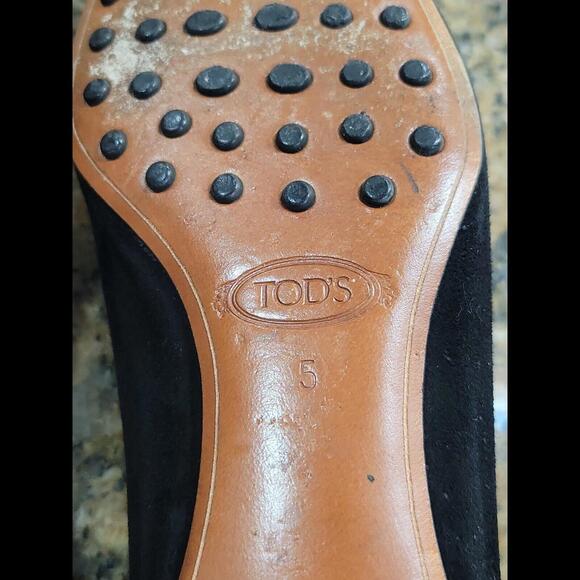 Tod's Black Suede Ballet Flats Slip On Driving Mocs Womens Loafers Dress Shoes 5 - Picture 12 of 12